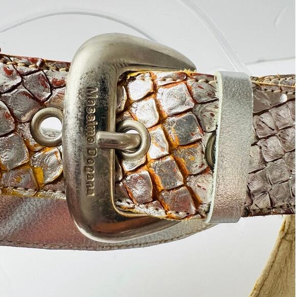 New Massimo Dogana Snake Leather Heel Sandals Size 9.5 US  Silver / Yellow Color - Picture 13 of 16